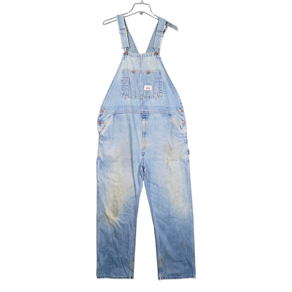 Vintage Round House Overalls Mens 42x31 Denim Carpenter Distressed Faded Work
